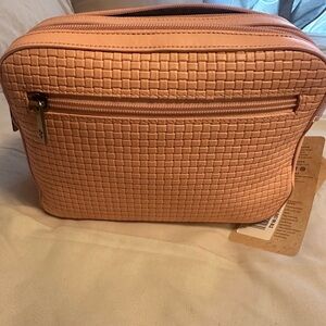 Anna by Anuschka Woven Leather Crossbody Bag • Pink Nude • NWT